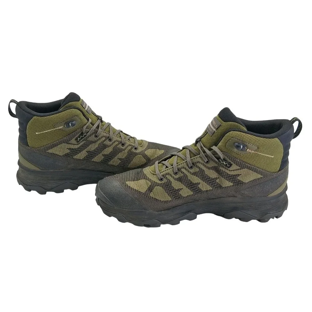 Merrell Speed Eco Hiking Boots Mens Size 12 Green Waterproof Trail Ankle Combat